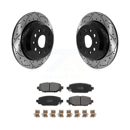Kit de plaquettes semi-métalliques de rotors de frein à fente de forage arrière pour Jeep Wrangler Spor 18-20