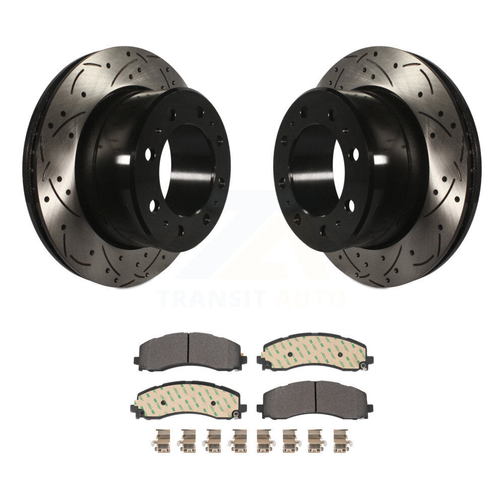 Rotors de frein à disque à fente de perçage arrière, Kit de plaquettes semi-métalliques pour Ram 2500 350