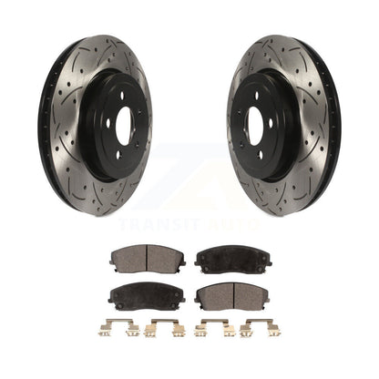 Kit de plaquettes semi-métalliques de Rotor de frein à disque de fente de forage enduit avant pour Dodge Charge