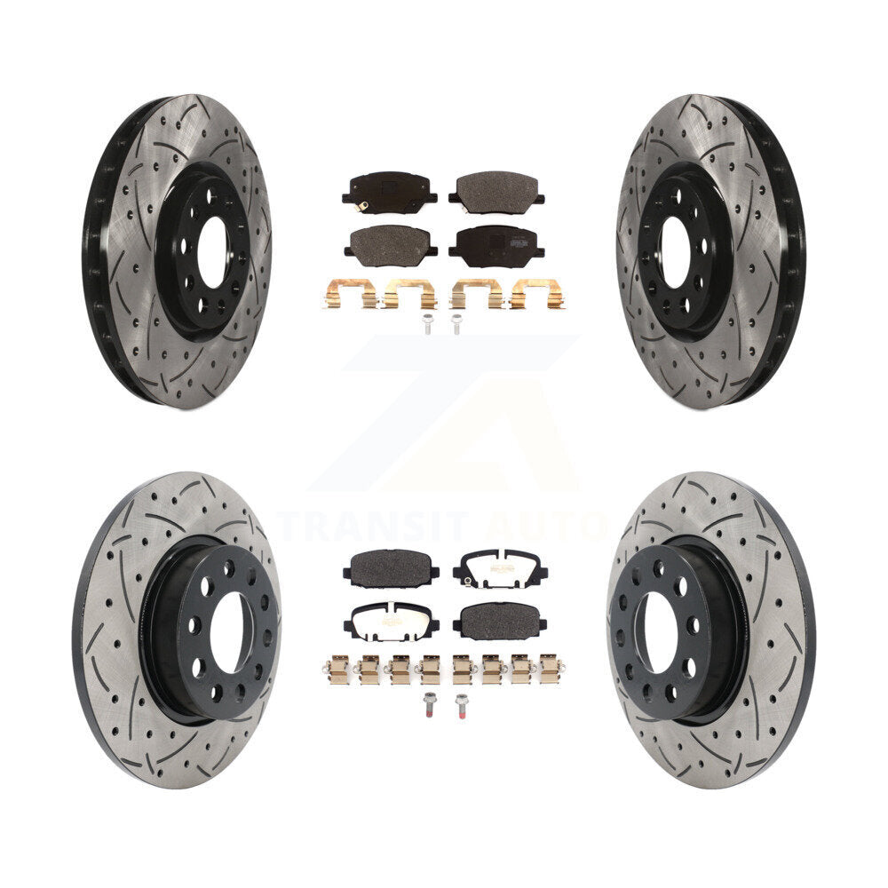 Kit de plaquettes semi-métalliques de rotors de frein à disque à fente avant et arrière pour Jeep Compas