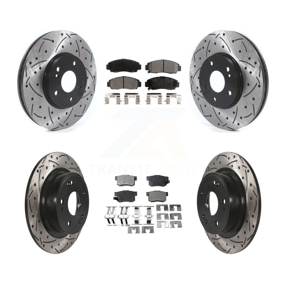 Rotors de frein à disque à fente avant et arrière, Kit de plaquettes semi-métalliques pour Honda Accor