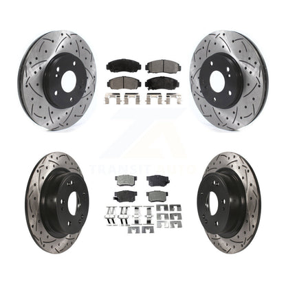 Rotors de frein à disque à fente avant et arrière, Kit de plaquettes semi-métalliques pour Honda Accor