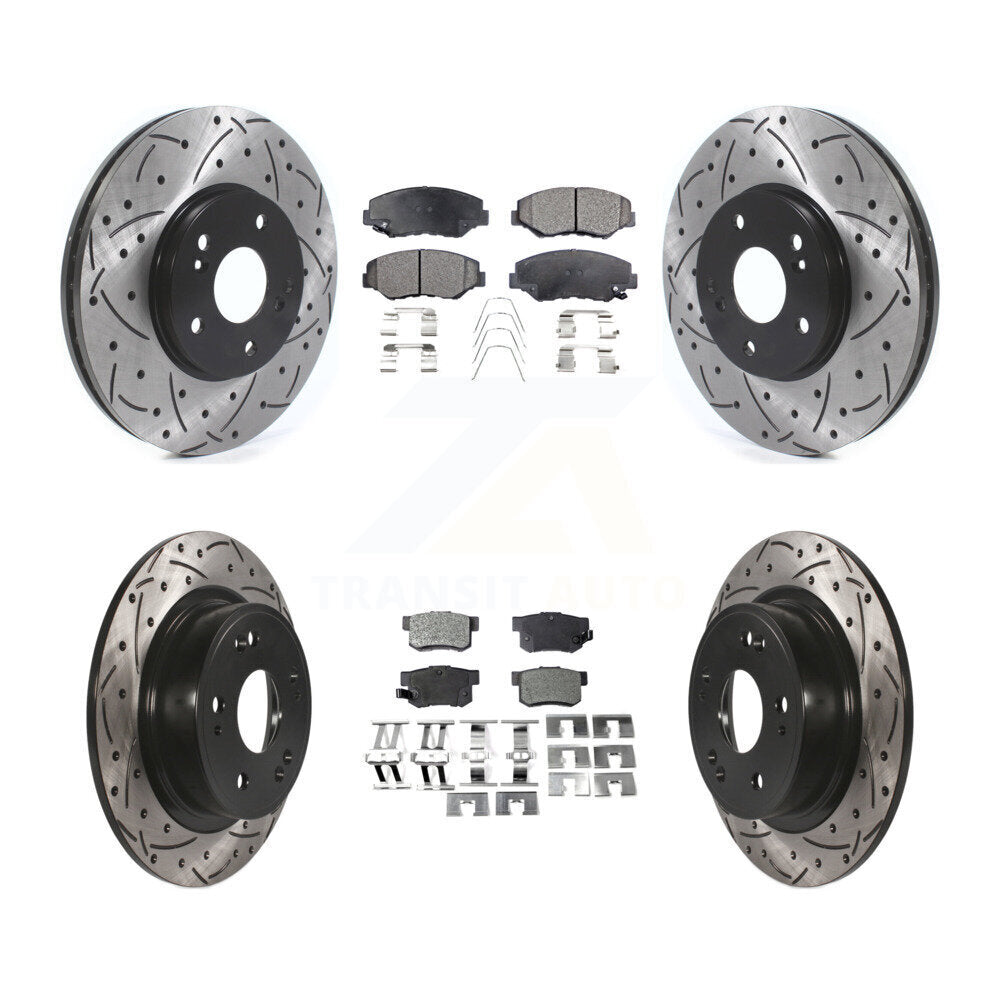 Rotors de frein à disque à fente avant et arrière, Kit de plaquettes semi-métalliques pour Honda Accor