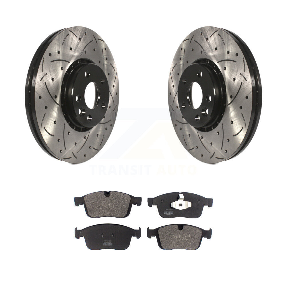 Rotors de frein à disque à fente percée avec revêtement avant, Kit de plaquettes semi-métalliques pour Volvo XC6