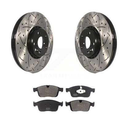 Rotors de frein à disque à fente percée avec revêtement avant, Kit de plaquettes semi-métalliques pour Volvo XC6