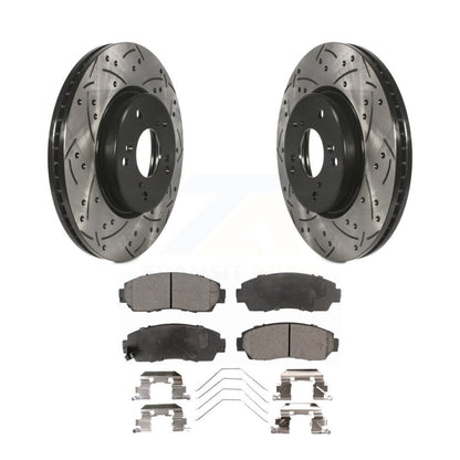 Rotors de frein à disque à fente percée avec revêtement avant, Kit de plaquettes semi-métalliques pour Honda CR-