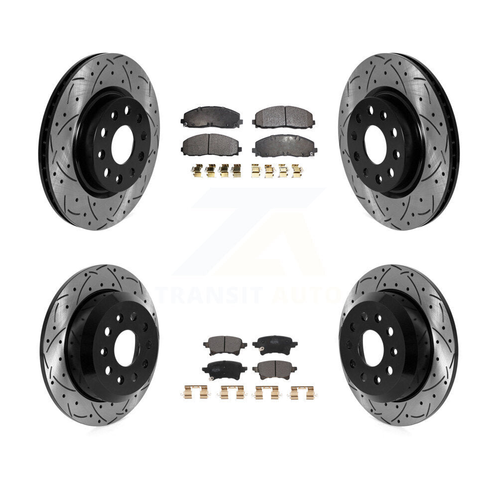 Kit de plaquettes semi-métalliques de Rotor de frein à disque à fente avant et arrière pour Jeep Wrangle