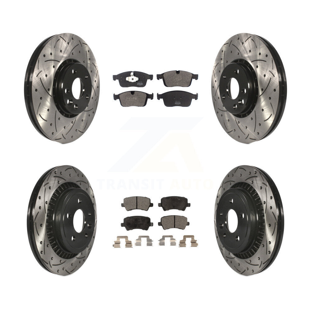 Kit de plaquettes semi-métalliques de Rotor de frein à disque de fente de forage de manteau avant et arrière pour Volvo XC6