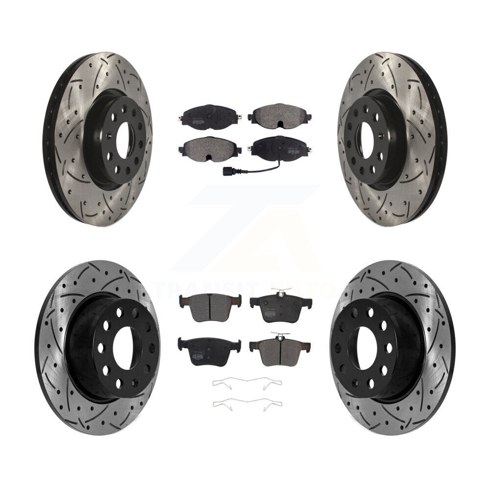 Kit de plaquettes semi-métalliques de Rotors de frein de fente de forage avant et arrière pour Volkswagen Taos FW