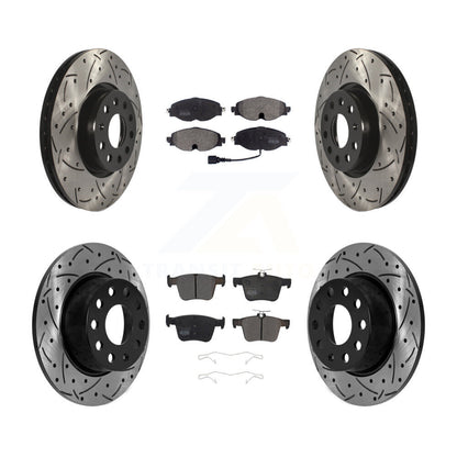 Kit de plaquettes semi-métalliques de Rotors de frein de fente de forage avant et arrière pour Volkswagen Taos FW