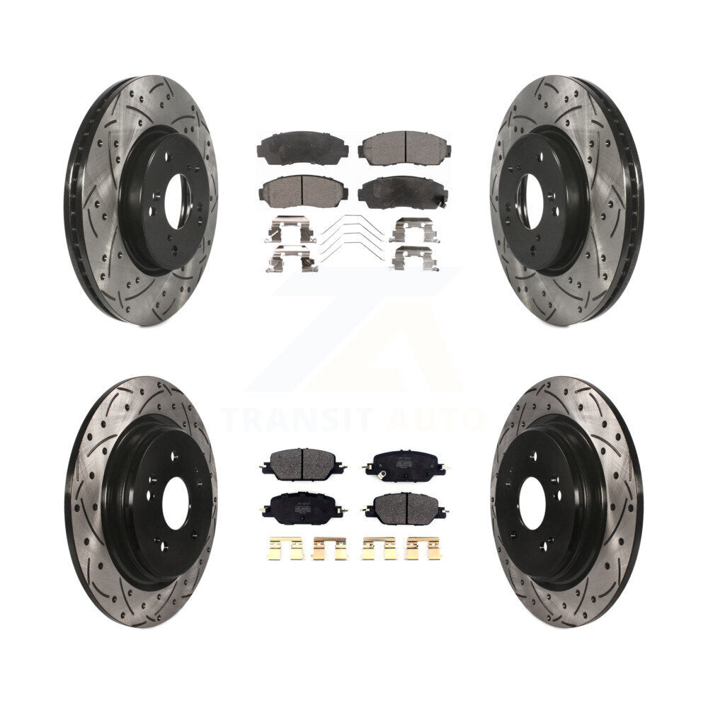 Kit de plaquettes semi-métalliques de Rotor de frein à disque de fente de forage de manteau avant et arrière pour Honda CR-