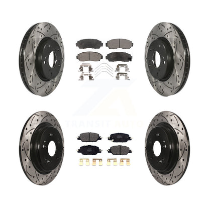 Kit de plaquettes semi-métalliques de Rotor de frein à disque de fente de forage de manteau avant et arrière pour Honda CR-