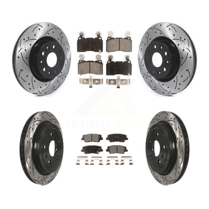 Rotors de frein à disque à fente avant et arrière, Kit de plaquettes semi-métalliques pour Cadillac CT