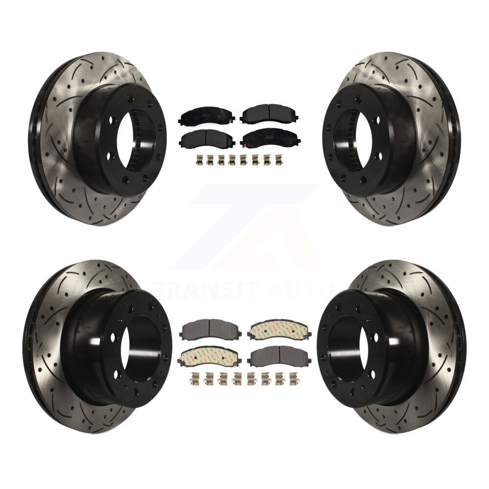 Kit de plaquettes semi-métalliques de Rotor de frein à disque à fente avant et arrière pour Ram 2500 350
