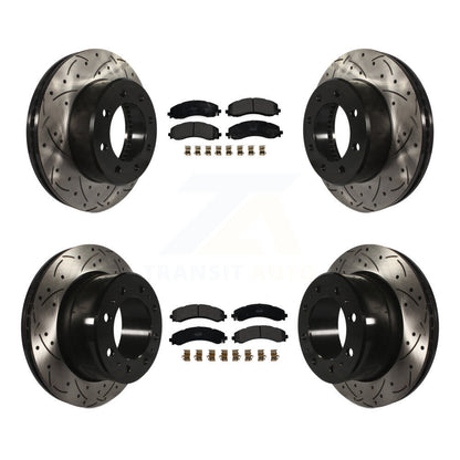 Kit de plaquettes semi-métalliques de Rotor de frein à disque de fente de forage avant et arrière pour Ram 350