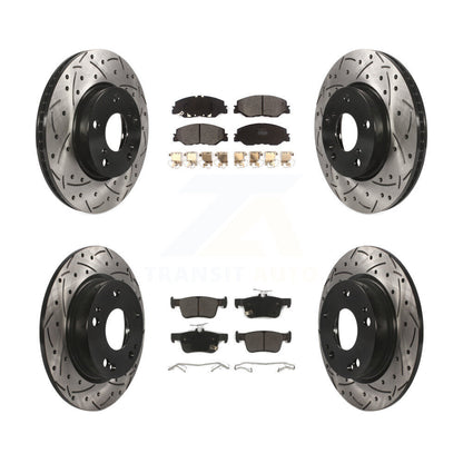 Rotor de frein à disque à fente percée avant et arrière et Kit de plaquettes semi-métalliques pour Honda Civi