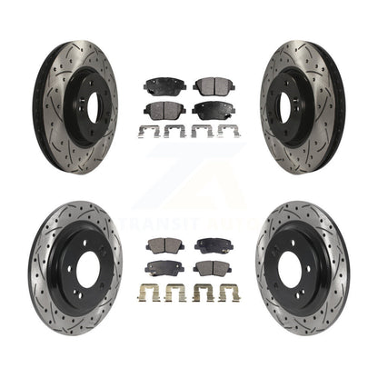 Kit de plaquettes semi-métalliques de rotors de frein à disque de fente de forage avant et arrière pour Hyundai Sonat
