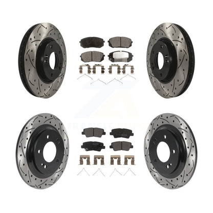 Kit de plaquettes semi-métalliques de rotors de frein à disque de fente de forage avant et arrière pour Hyundai Sonat