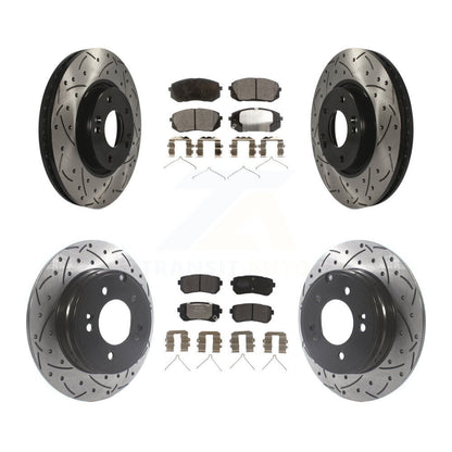 Kit de plaquettes semi-métalliques de rotors de frein à disque de fente de forage avant et arrière pour Hyundai Sonat