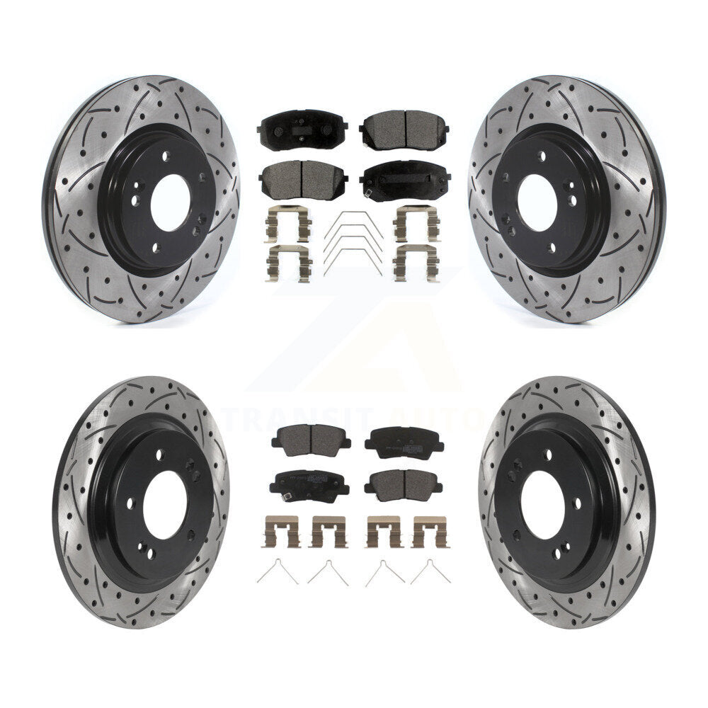 Kit de plaquettes semi-métalliques de Rotor de frein à fente avant et arrière, pour Hyundai Elantra G