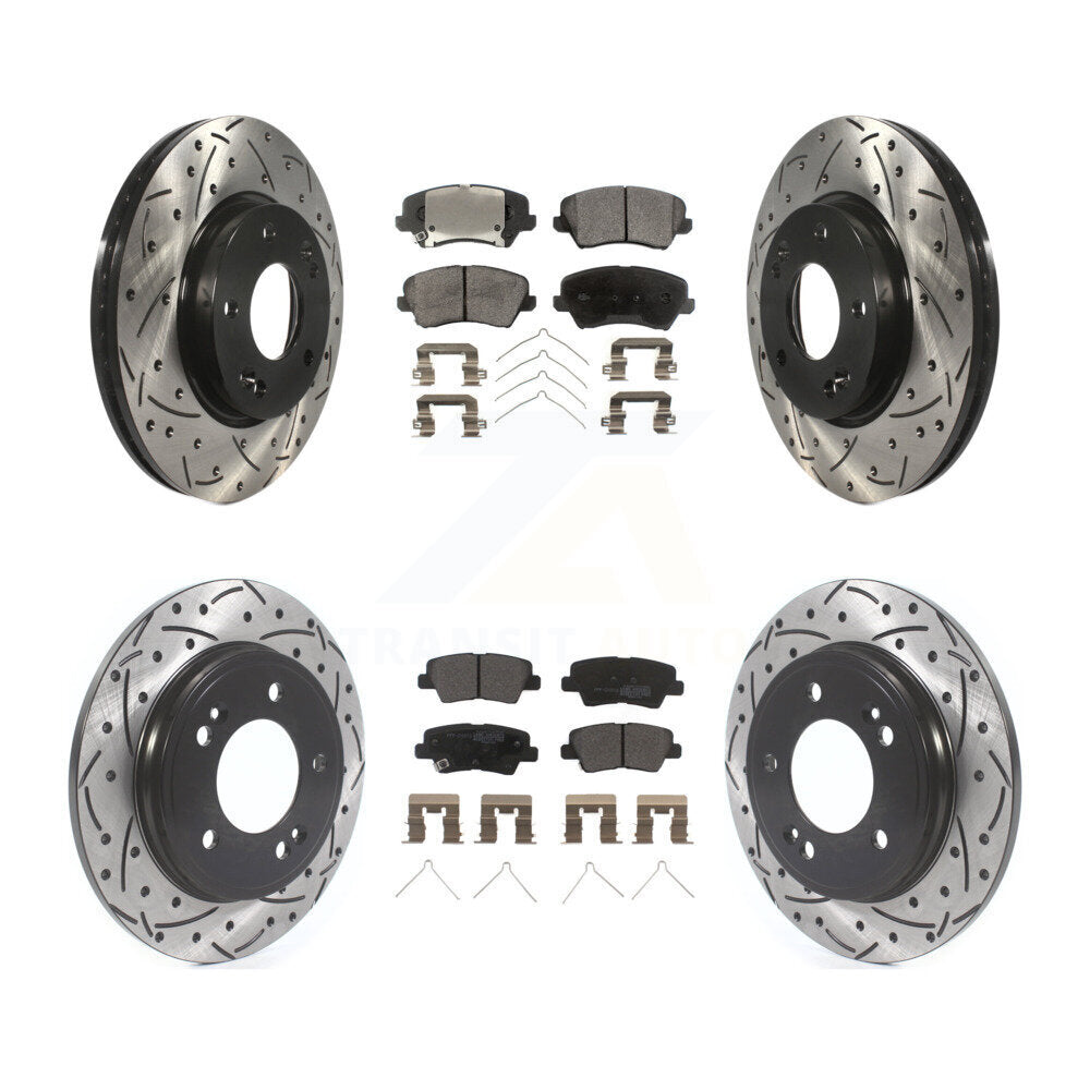 Rotor de frein à fente percée avant et arrière et Kit de plaquettes semi-métalliques pour Hyundai Veloste