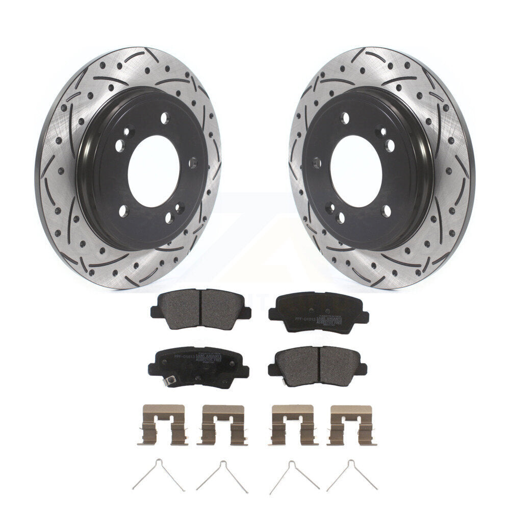 Kit de plaquettes semi-métalliques de Rotor de frein de fente de forage arrière pour Kia Forte Hyundai Veloste
