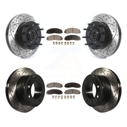 Kit de plaquettes semi-métalliques de moyeu de Rotor de frein de fente de forage avant et arrière pour Ford F-350 Supe