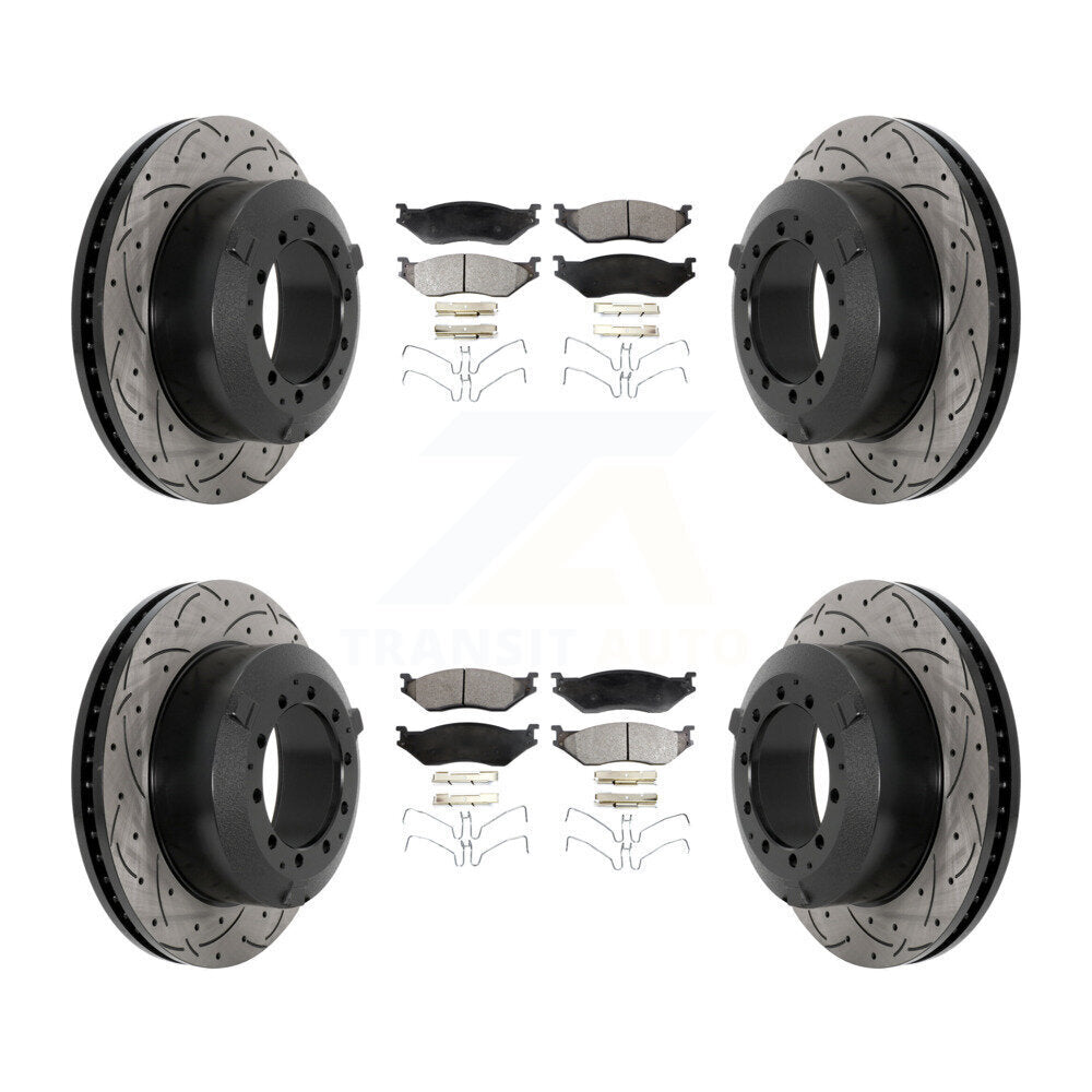 Rotors de frein à fente avant et arrière, Kit de plaquettes semi-métalliques pour International IC A