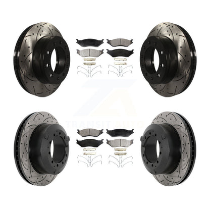 Kit de rotor de frein à fente percée avant et arrière et plaquettes semi-métalliques pour Ford F-450 Supe