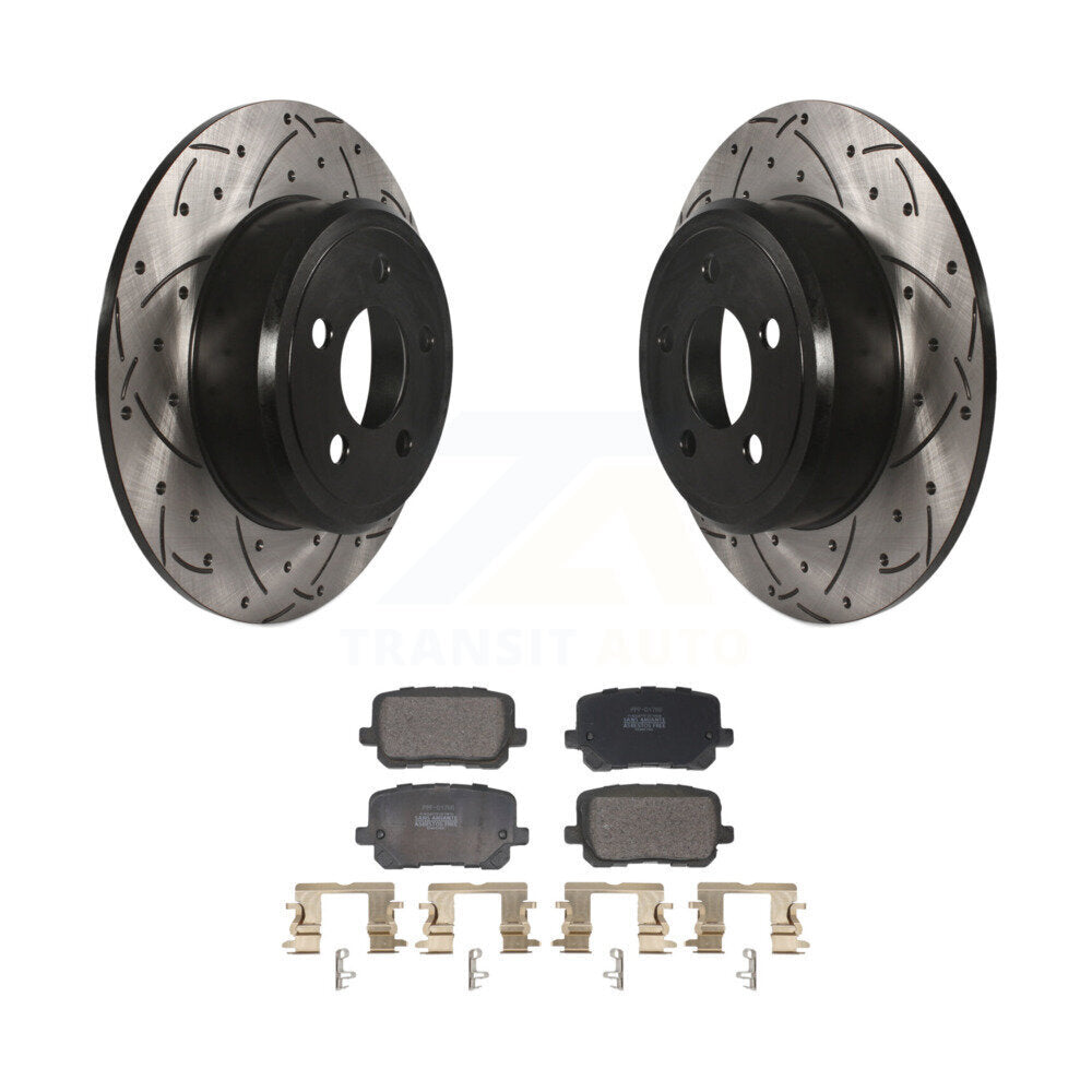 Kit de plaquettes semi-métalliques de rotors de frein à disque de fente de forage enduits arrière pour Dodge Charge