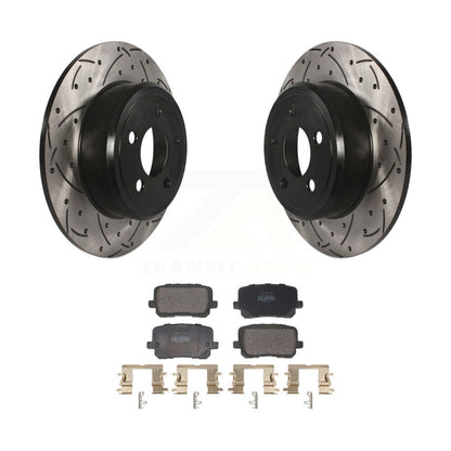 Kit de plaquettes semi-métalliques de rotors de frein à disque de fente de forage enduits arrière pour Dodge Charge