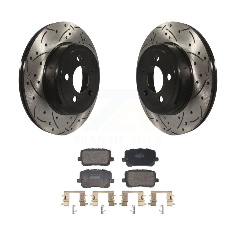 Kit de plaquettes semi-métalliques de rotors de frein à disque de fente de forage enduits arrière pour Dodge Charge