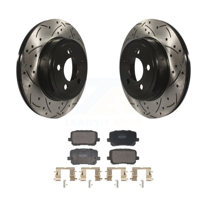 Kit de plaquettes semi-métalliques de rotors de frein à disque de fente de forage enduits arrière pour Dodge Charge