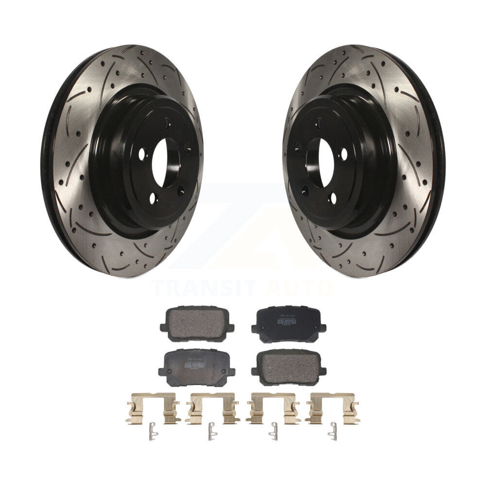 Kit de plaquettes semi-métalliques de rotors de frein à disque de fente de forage enduits arrière pour Dodge Charge