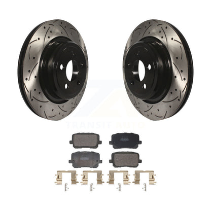Kit de plaquettes semi-métalliques de rotors de frein à disque de fente de forage enduits arrière pour Dodge Charge