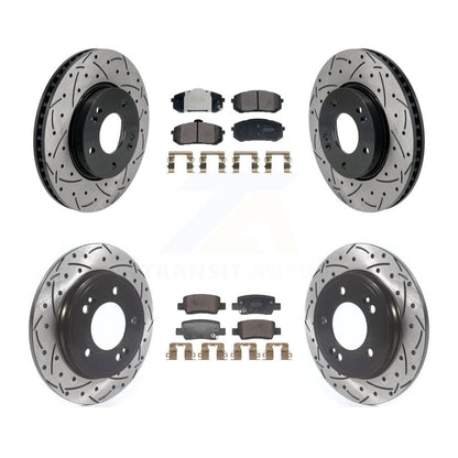Kit de plaquettes semi-métalliques de Rotor de frein à disque de fente de forage avant et arrière pour Hyundai Elantr
