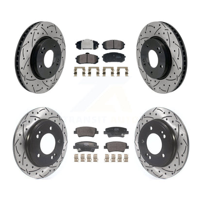 Kit de plaquettes semi-métalliques de Rotor de frein à disque de fente de forage avant et arrière pour Hyundai Elantr