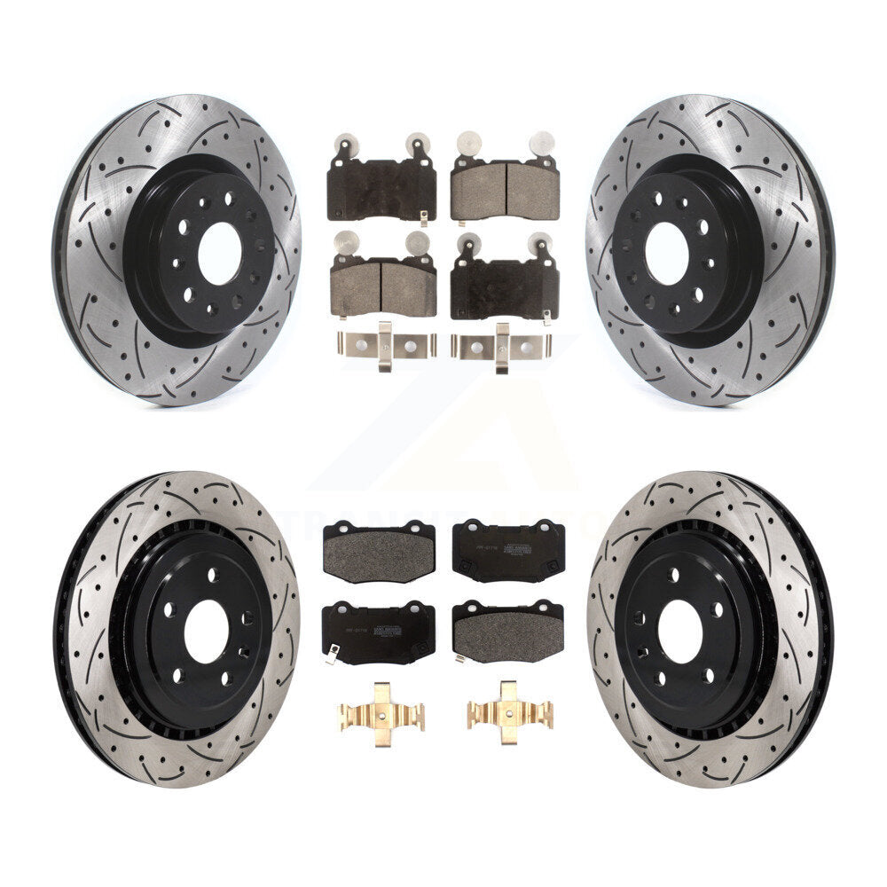 Rotor de frein à fente percée avant et arrière et Kit de plaquettes semi-métalliques pour Chevrolet Camar
