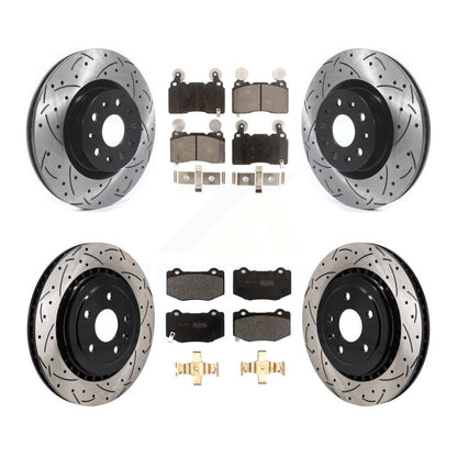 Rotor de frein à fente percée avant et arrière et Kit de plaquettes semi-métalliques pour Chevrolet Camar