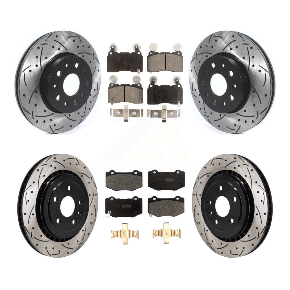 Rotor de frein à fente percée avant et arrière et Kit de plaquettes semi-métalliques pour Chevrolet Camar