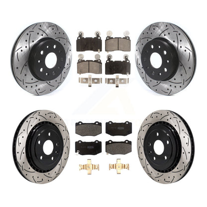 Rotor de frein à fente percée avant et arrière et Kit de plaquettes semi-métalliques pour Chevrolet Camar