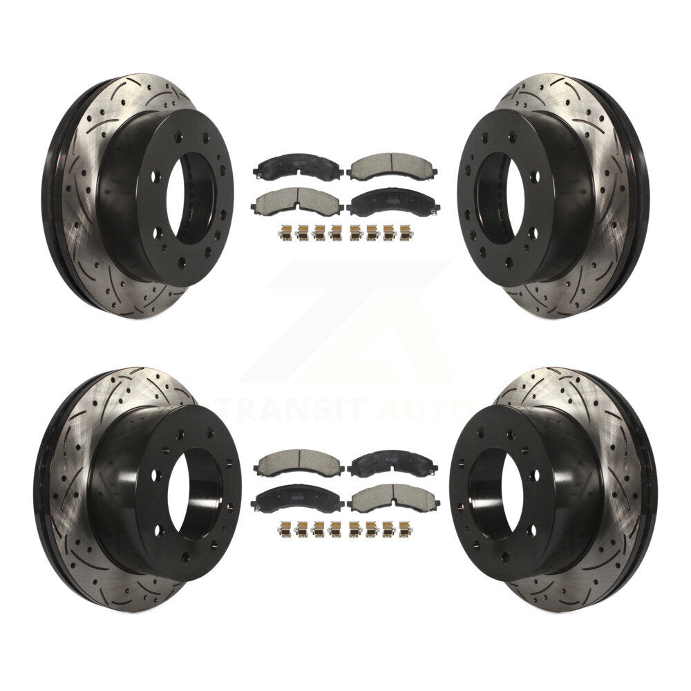 Kit de plaquettes semi-métalliques de Rotor de frein de fente de forage avant et arrière pour GMC Chevrolet Sierr