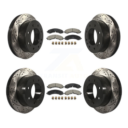 Kit de plaquettes semi-métalliques de Rotor de frein de fente de forage avant et arrière pour GMC Chevrolet Sierr