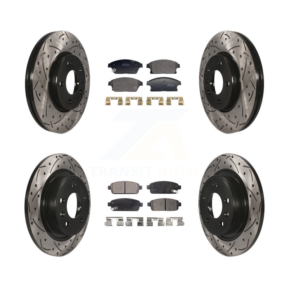 Kit de plaquettes semi-métalliques de Rotor de frein de fente de forage avant et arrière pour Chevrolet Cruze Vol