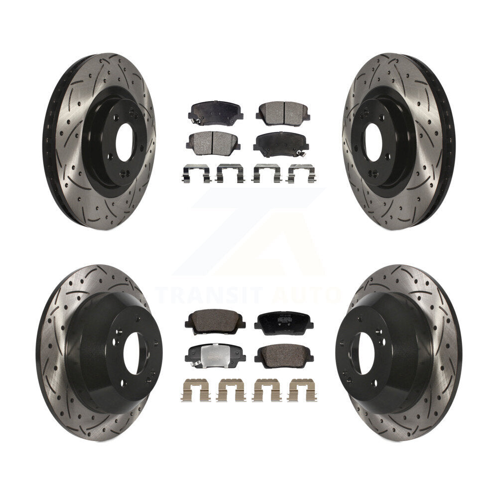 Kit de plaquettes semi-métalliques de Rotor de frein de fente de forage avant et arrière pour Hyundai Santa Fe Ki