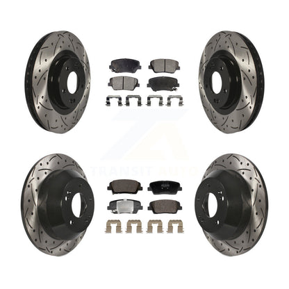 Kit de plaquettes semi-métalliques de Rotor de frein de fente de forage avant et arrière pour Hyundai Santa Fe Ki