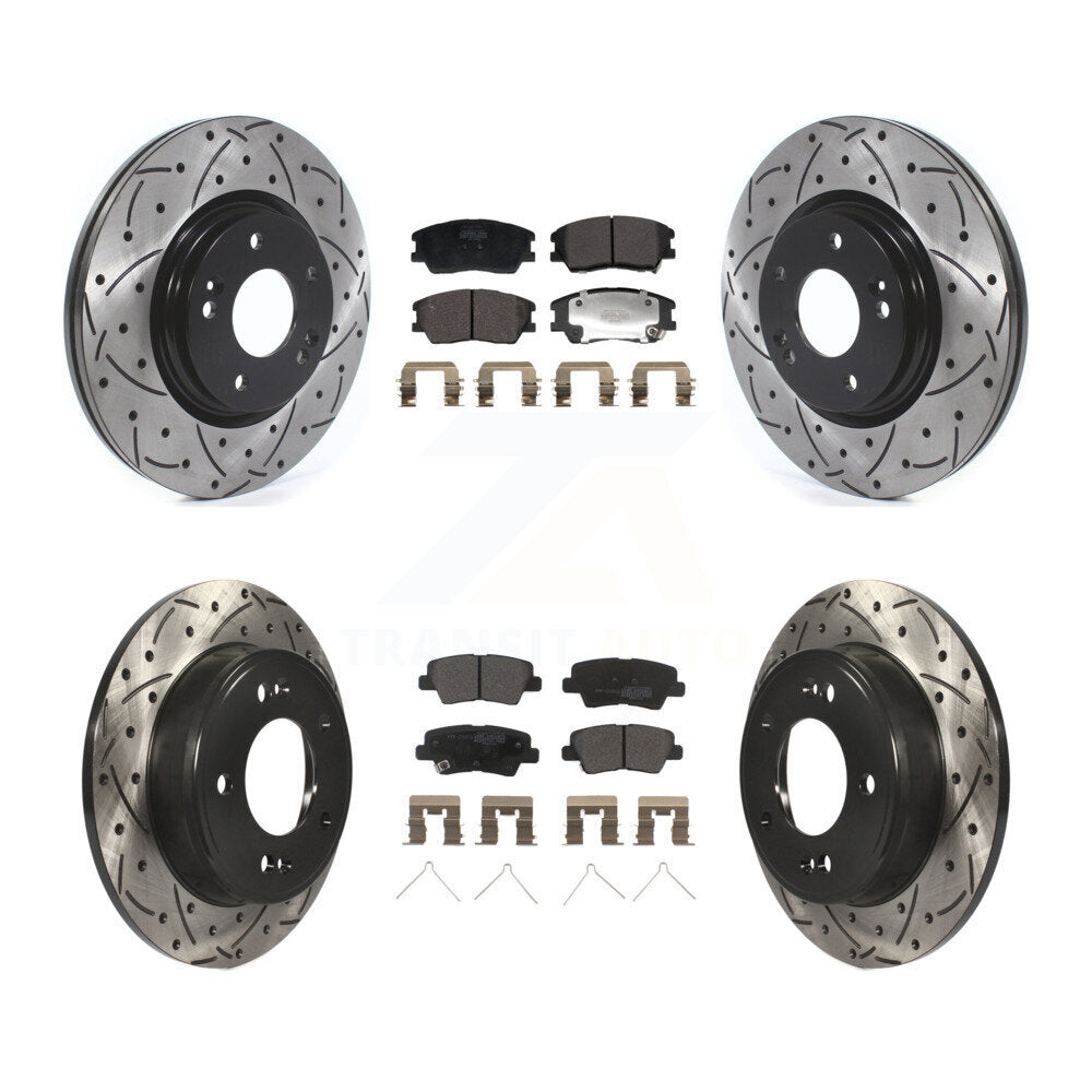 Kit de plaquettes semi-métalliques pour Rotor de frein à disque, fente de perçage avant et arrière, pour Kia Sou