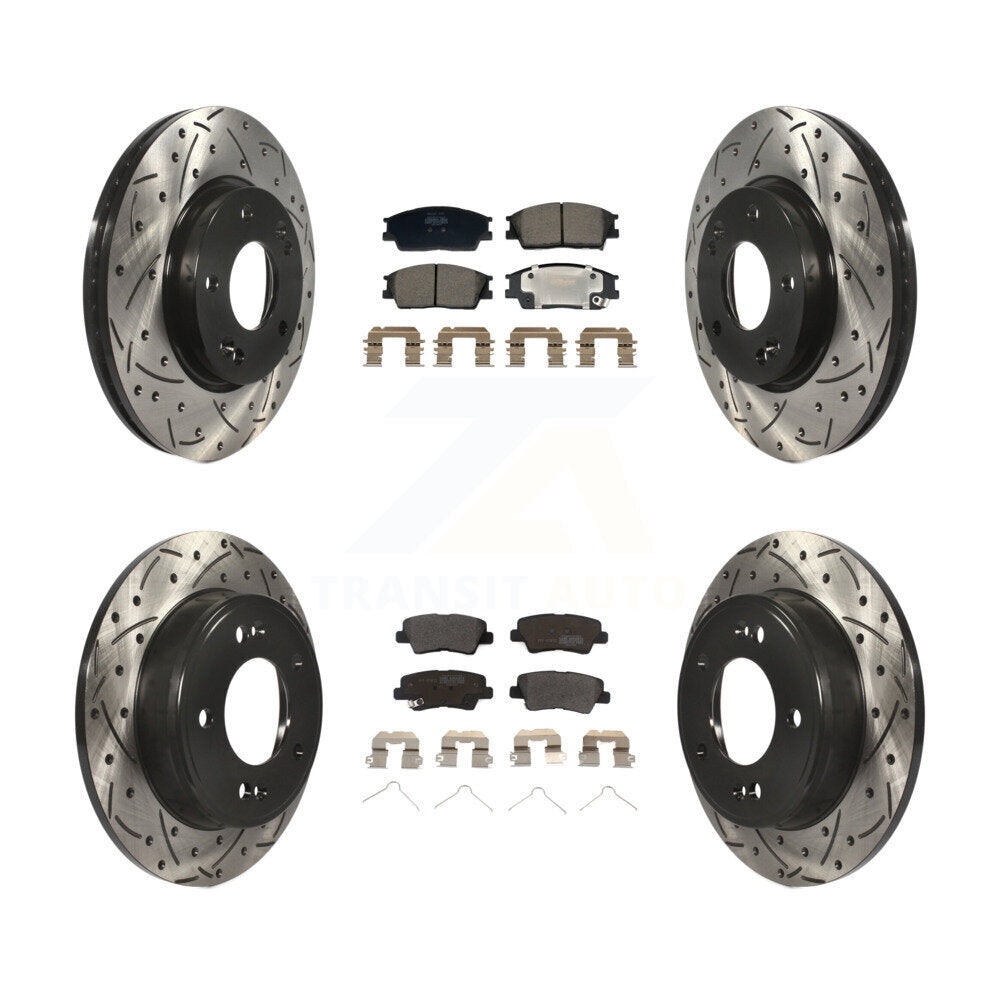 Kit de plaquettes de frein semi-métalliques pour rotors de frein à fente avant et arrière, pour Hyundai Venue Ki
