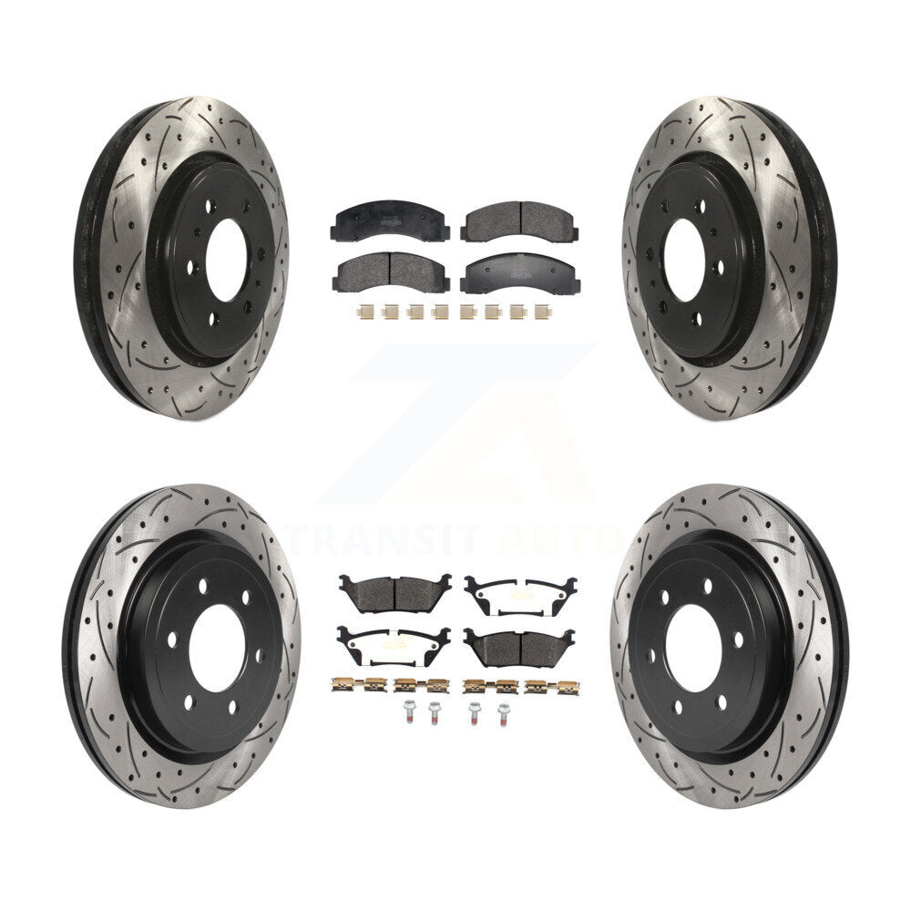 Kit de plaquettes semi-métalliques de Rotor de frein à fente avant et arrière, pour Ford F-150 Lincol