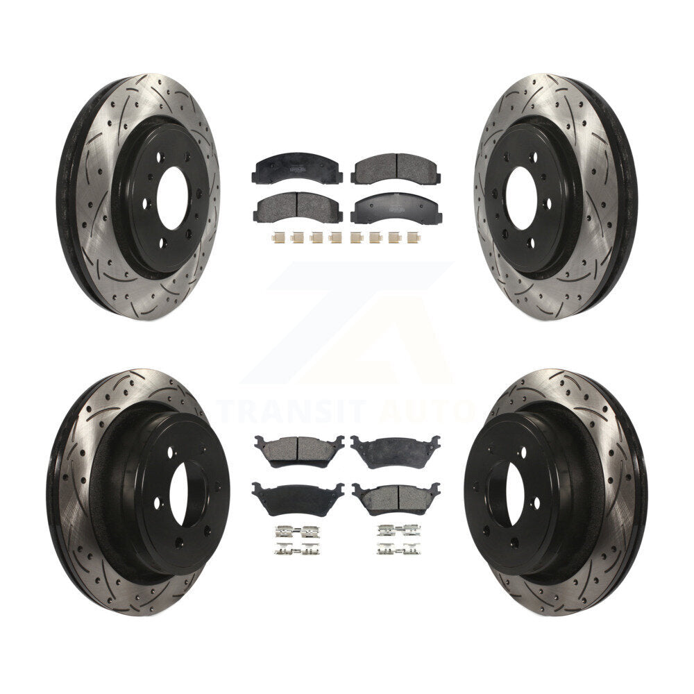 Kit de plaquettes semi-métalliques pour Rotor de frein à disque, fente de perçage pour manteau avant et arrière, pour Ford F-15
